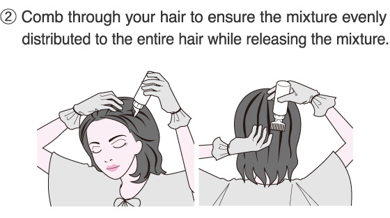 2.Comb through your hair to ensure the mixture evenly distributed to the entire hair while releasing the mixture.